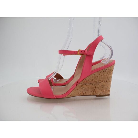 Cole Haan Womens Josie Sandals Pink Coral Leather Buckle Strap Wedge Heel 10B - Picture 4 of 12